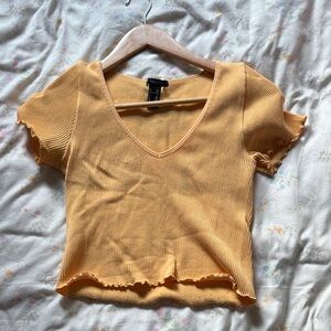 Forever 21 Yellow Ribbed Crop Top